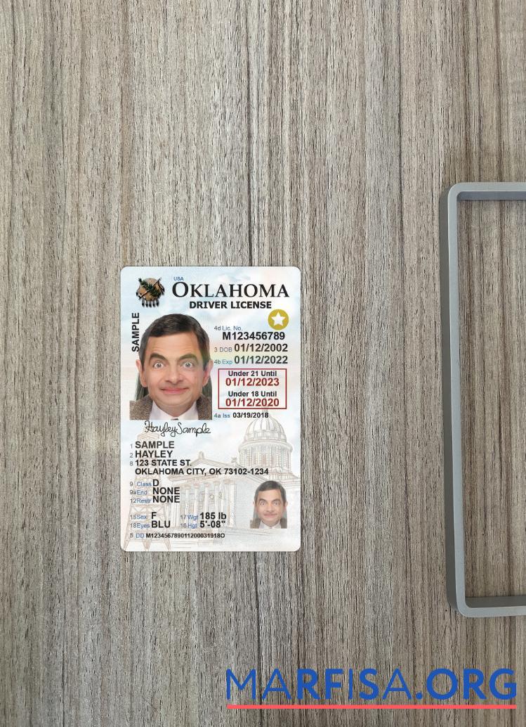 Realistic USA Oklahoma under 21 driving license 2020 present photolook real example
